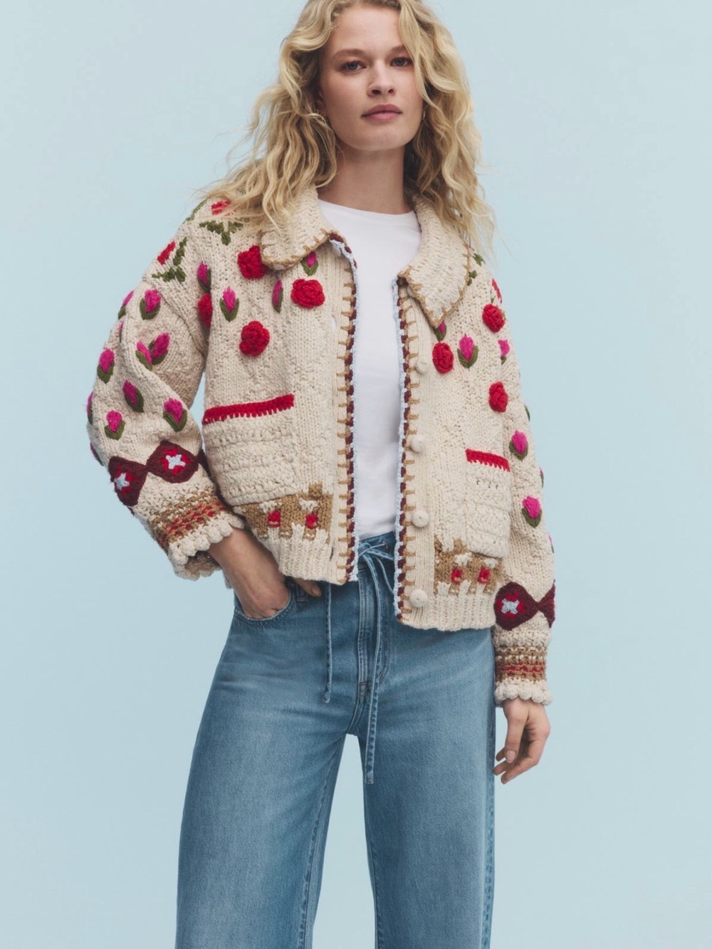 Free People Oversize Rosebud Cardigan - Picture 2 of 16